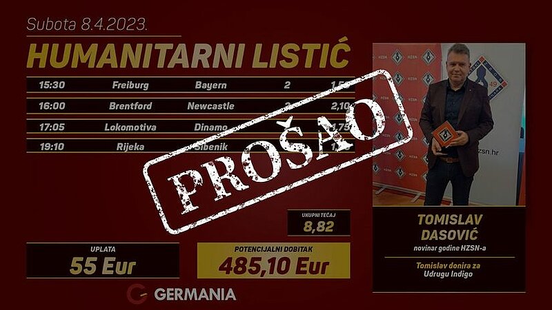Prošao humanitarni listić: Tomislav Dasović pogodio sva četiri nogometna para Prošao humanitarni listić: Tomislav Dasović pogodio sva četiri nogometna para